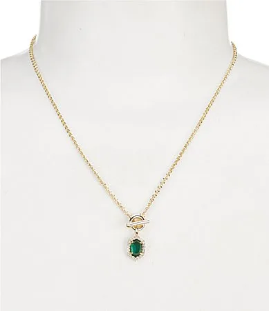 Daphne Crystal Frame Short Pendant Necklace - Gold Green Malachite by Kendra Scott