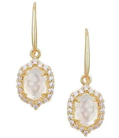 Daphne Crystal Frame Drop Earrings - Gold Ivory Mother of Pearl by Kendra Scott