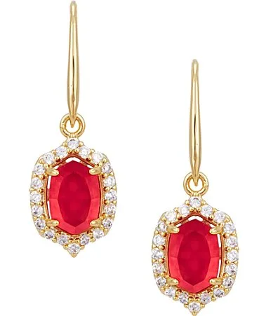 Daphne Crystal Frame Drop Earrings - Gold Dark Pink Illusion by Kendra Scott