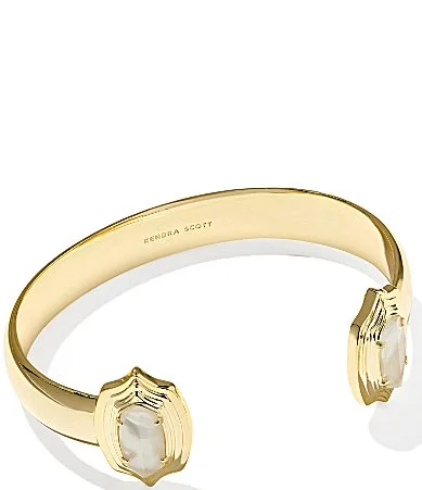 Elton Stepped Frame Cuff Bracelet - Gold Ivory Mother of Pearl by Kendra Scott