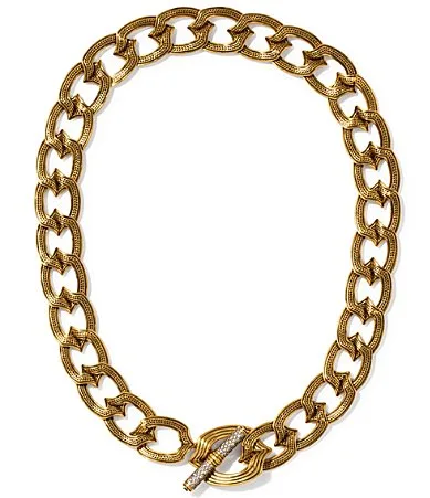 Nova Vintage Link Chain Statement Necklace - Vintage Gold White CZ by Kendra Scott