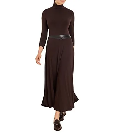 NIC + ZOE Knit Victoria Turtleneck Long Sleeve Fit & Flare Belted Dress by NIC + ZOE