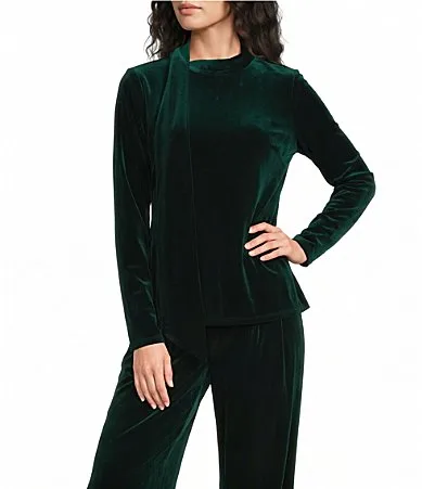 Gibson & Latimer Velvet Mock Neck Blouse by Gibson & Latimer