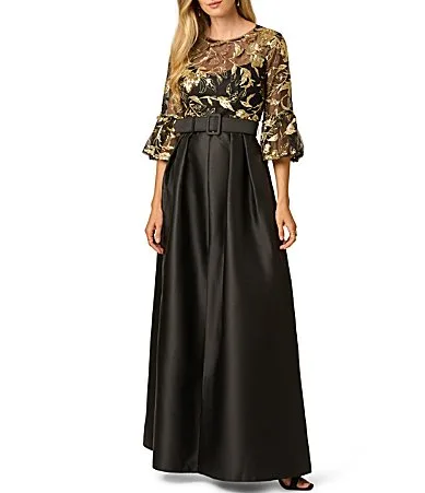 Embroidered Illusion Gown by Adrianna Papell