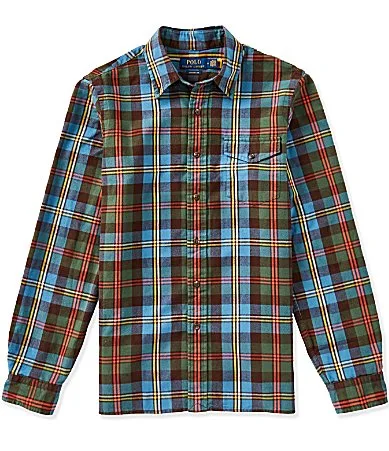 Classic Fit Medium Plaid Brushed Oxford Long Sleeve Woven Shirt
