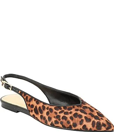 Dorazio Leopard Print Calf Hair Slingback Flats by GUESS