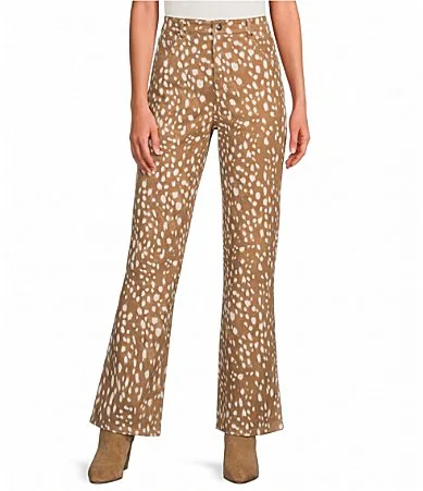 Bambi Printed High Rise Straight Leg Coordinating Suede Pants by Lucy
