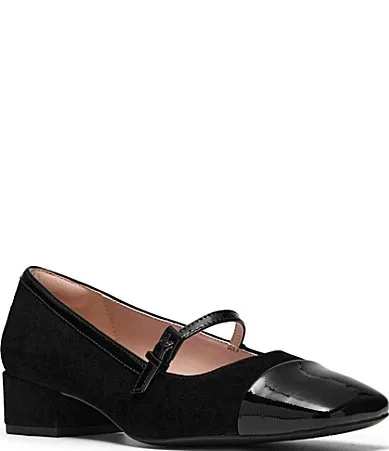 Signature Crista Strap Suede Cap Toe Mary Jane Pumps by Clarks