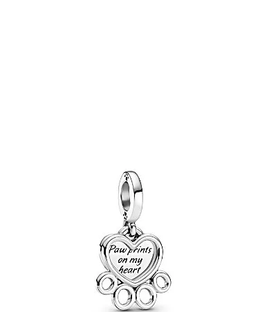 Hearts Paw Print Sterling Silver Dangle Charm by Pandora