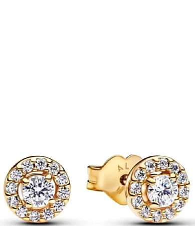 Round Pave Halo Stud Earrings by Pandora