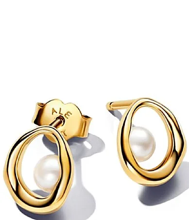 Organically Shaped Oval Freshwater Cultured Pearl Stud Earrings by Pandora