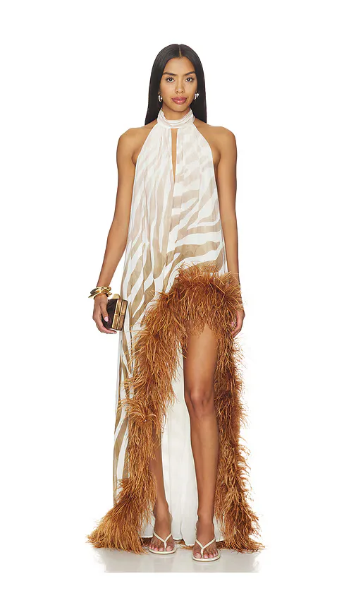 Bronx Banco Madeline Zebra Halterneck Gown