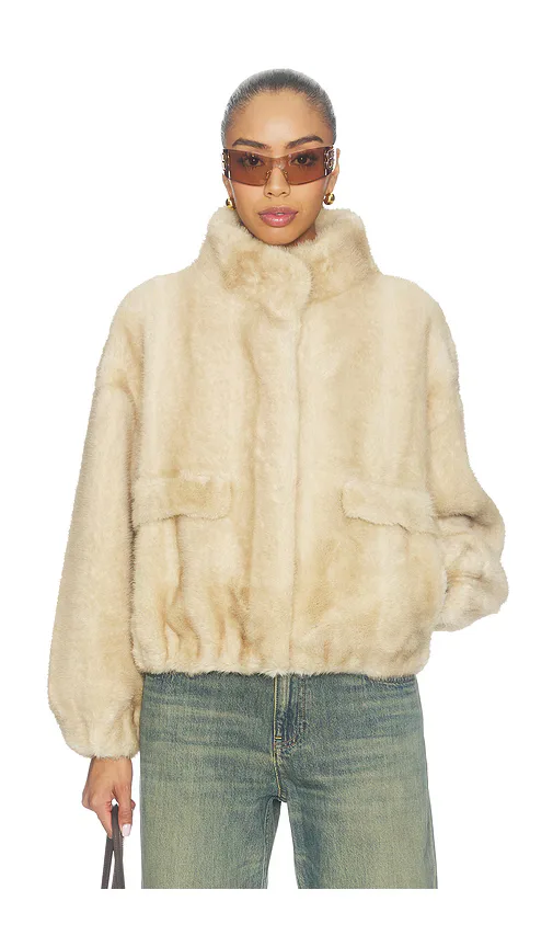 Iris Shaved Faux Mink Bomber Jacket by Apparis
