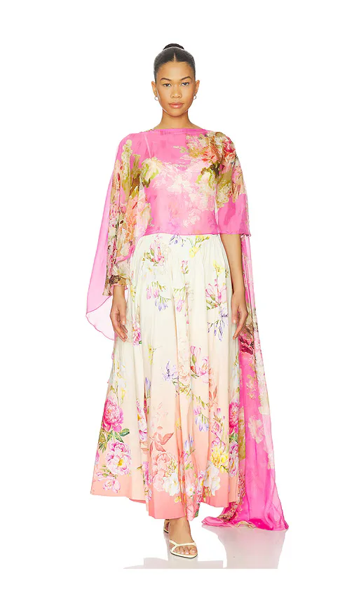 Ruched Cape Dress by Hemant And Nandita