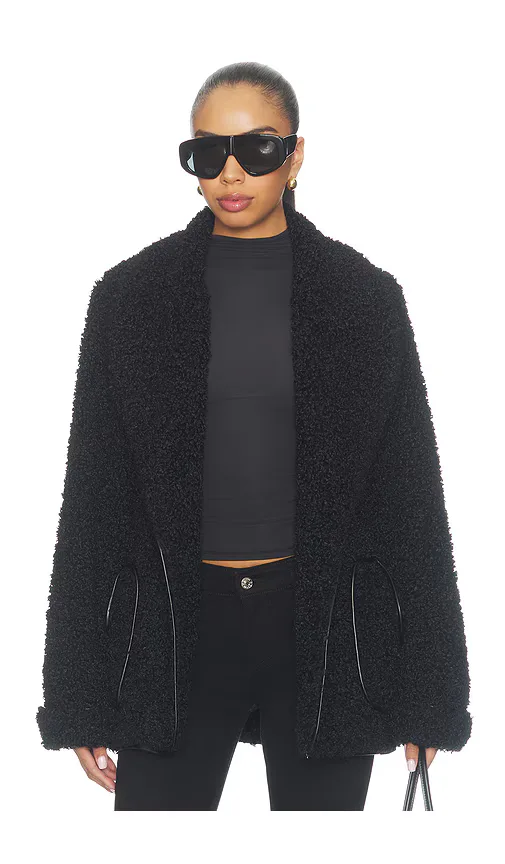 Kimia Sherpa Tie Waist Jacket by Simkhai