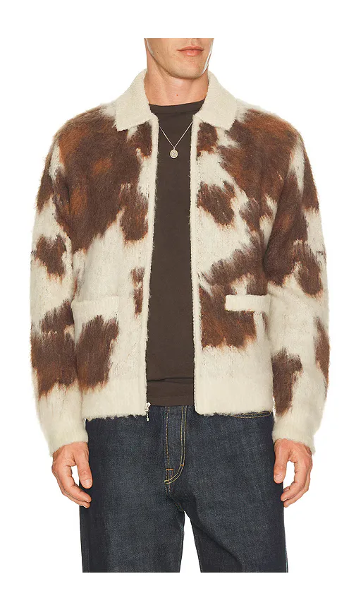 Cow Pattern Zip Sweater by Obey