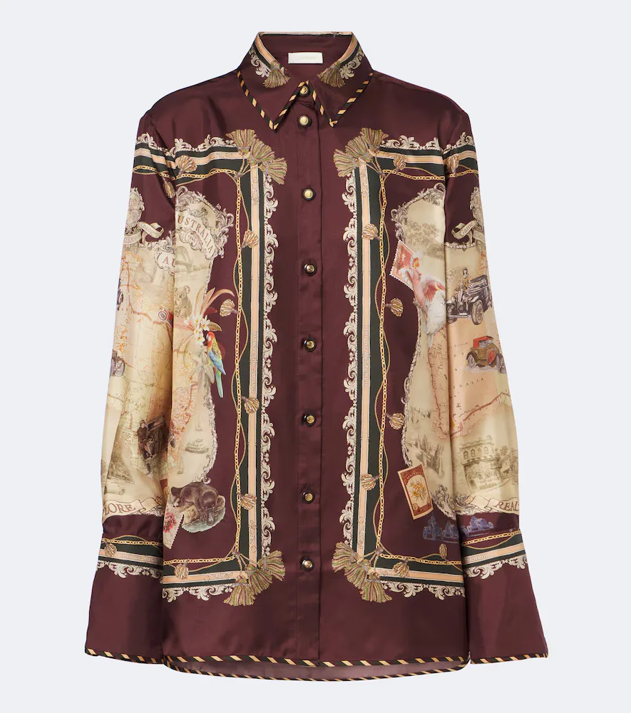 Valiant Printed Silk Twill Shirt by Zimmermann