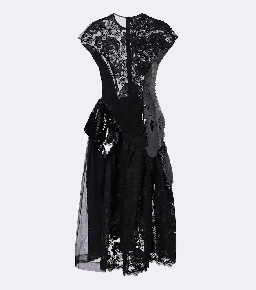 Paneled Lace-Trimmed Sequined Midi Dress by Simone Rocha