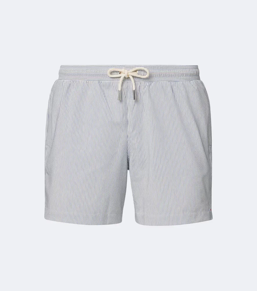 Boxer III Striped Seersucker Swim Trunks