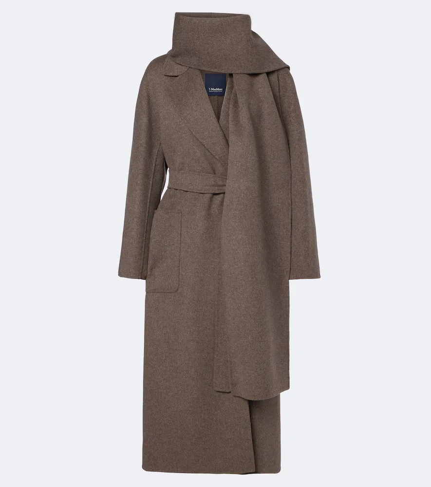 S Max Mara Scarf-Detail Virgin Wool Wrap Coat by Max Mara