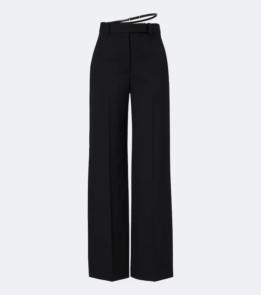 Belted Wool Wide-Leg Pants by Tom Ford