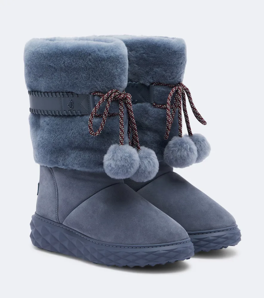 Cobi Shearling-Trimmed Suede Platform Boots by Jimmy Choo