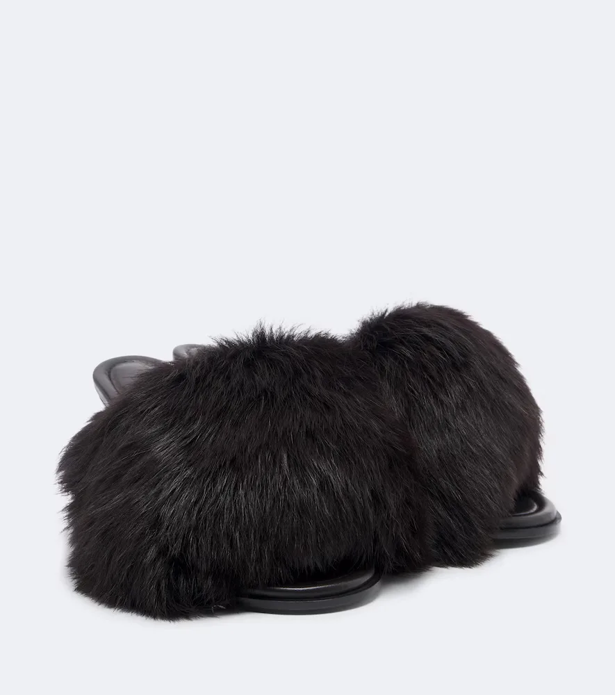 Cherry Shearling Mules by Bottega Veneta