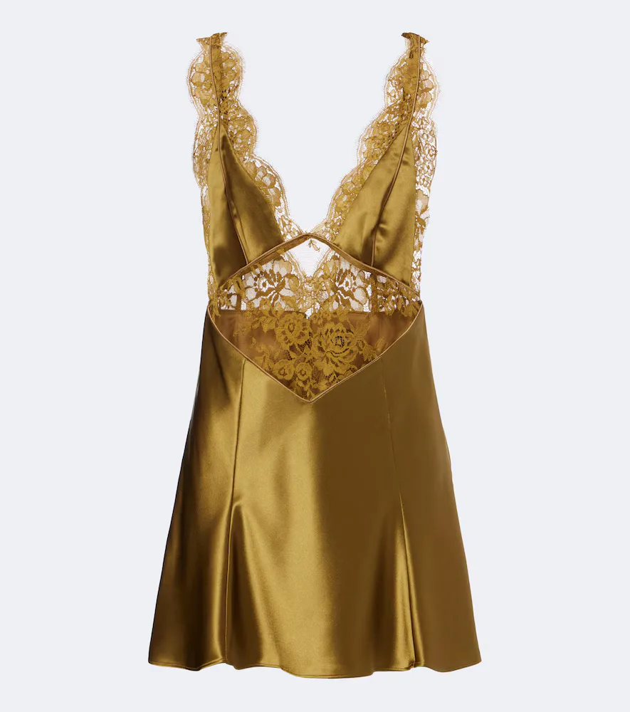 Bonny Lace-Trimmed Satin Minidress