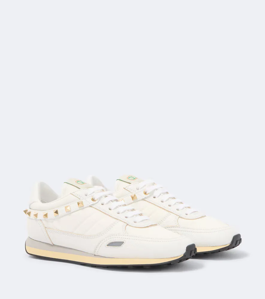 Stud Up Leather-Trimmed Sneakers by Valentino Garavani