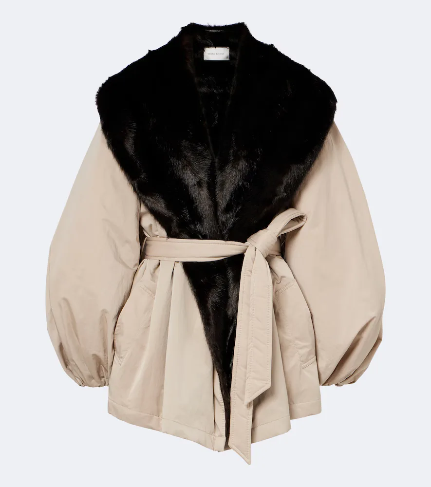 Shearling-Trimmed Wrap Coat by Magda Butrym