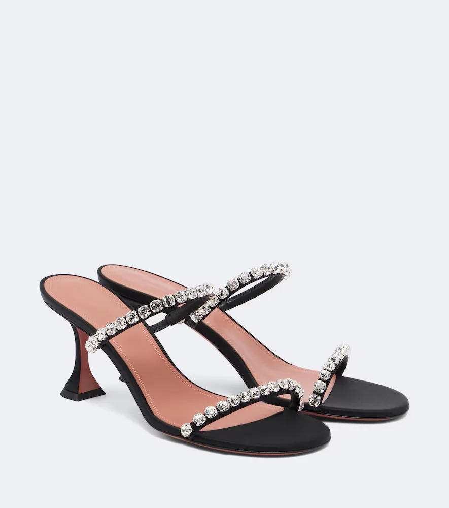 Gigi Crystal-Embellished Satin Mules by Amina Muaddi
