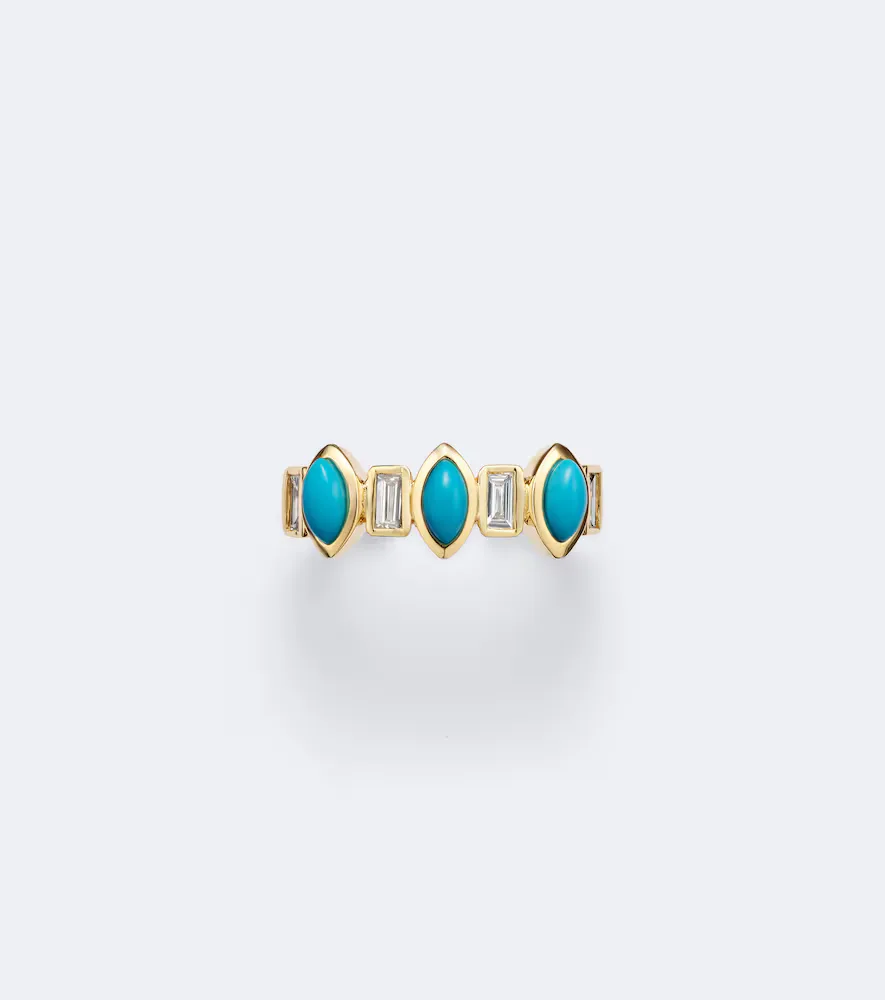 Riviera 18kt Gold Ear Cuff with Turquoise and Diamonds by Shay Jewelry