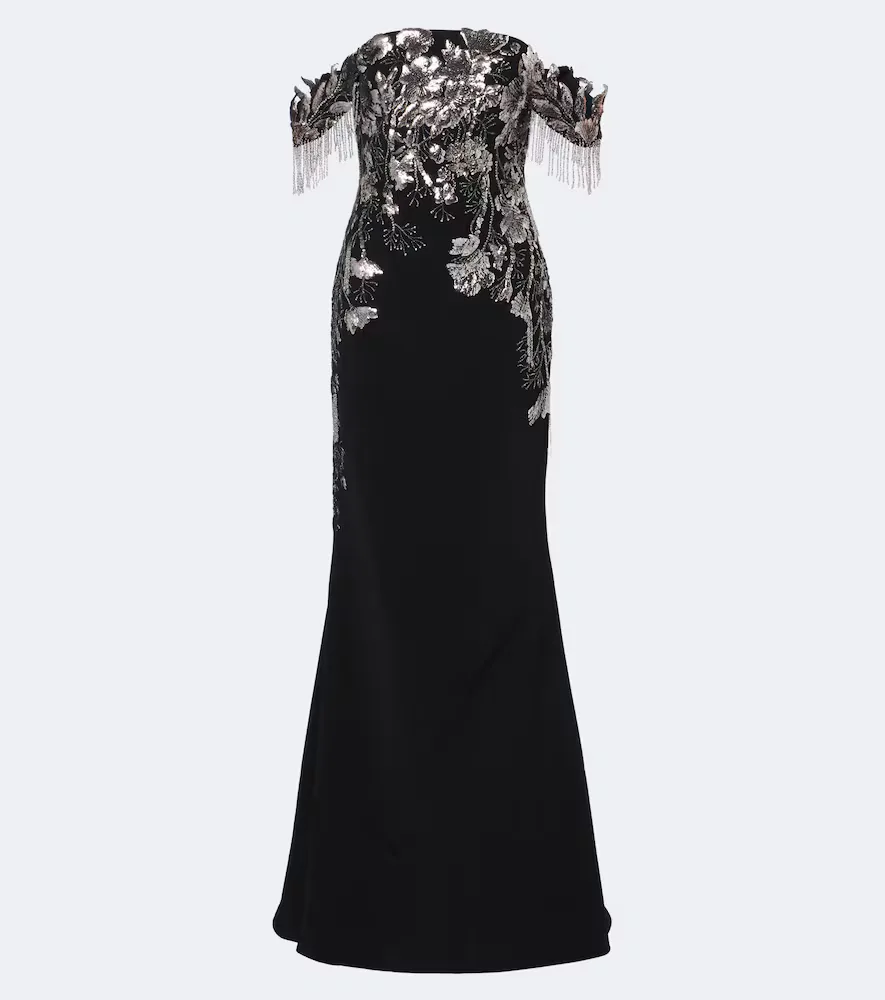 Embellished Velvet Bustier Gown by Georges Hobeika