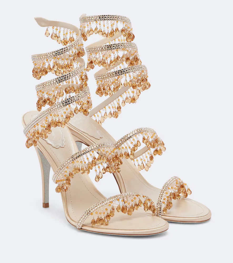 Jahanara Embellished Satin Sandals by Rene Caovilla