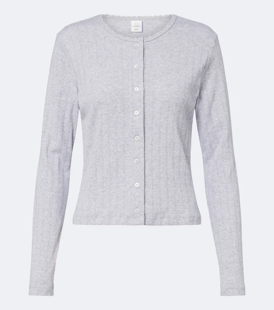 Pointelle Scalloped Cotton Cardigan by Leset