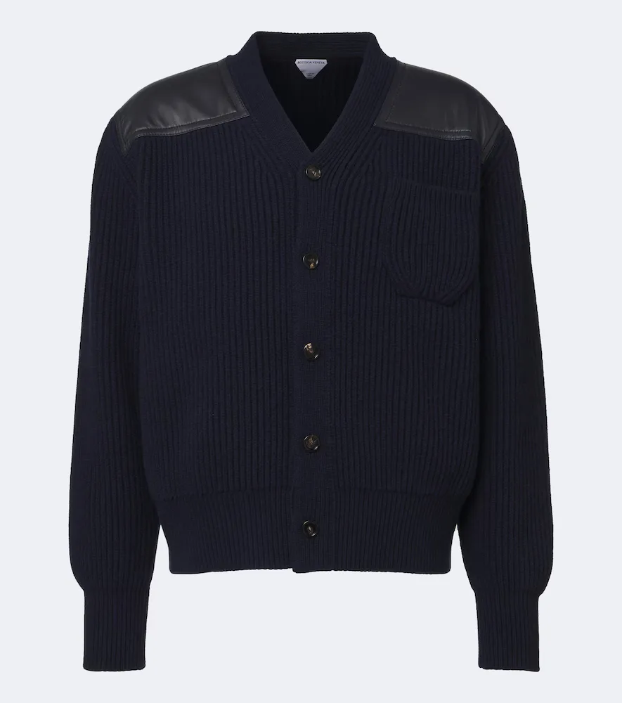 Leather-Trimmed Wool and Cashmere Cardigan by Bottega Veneta