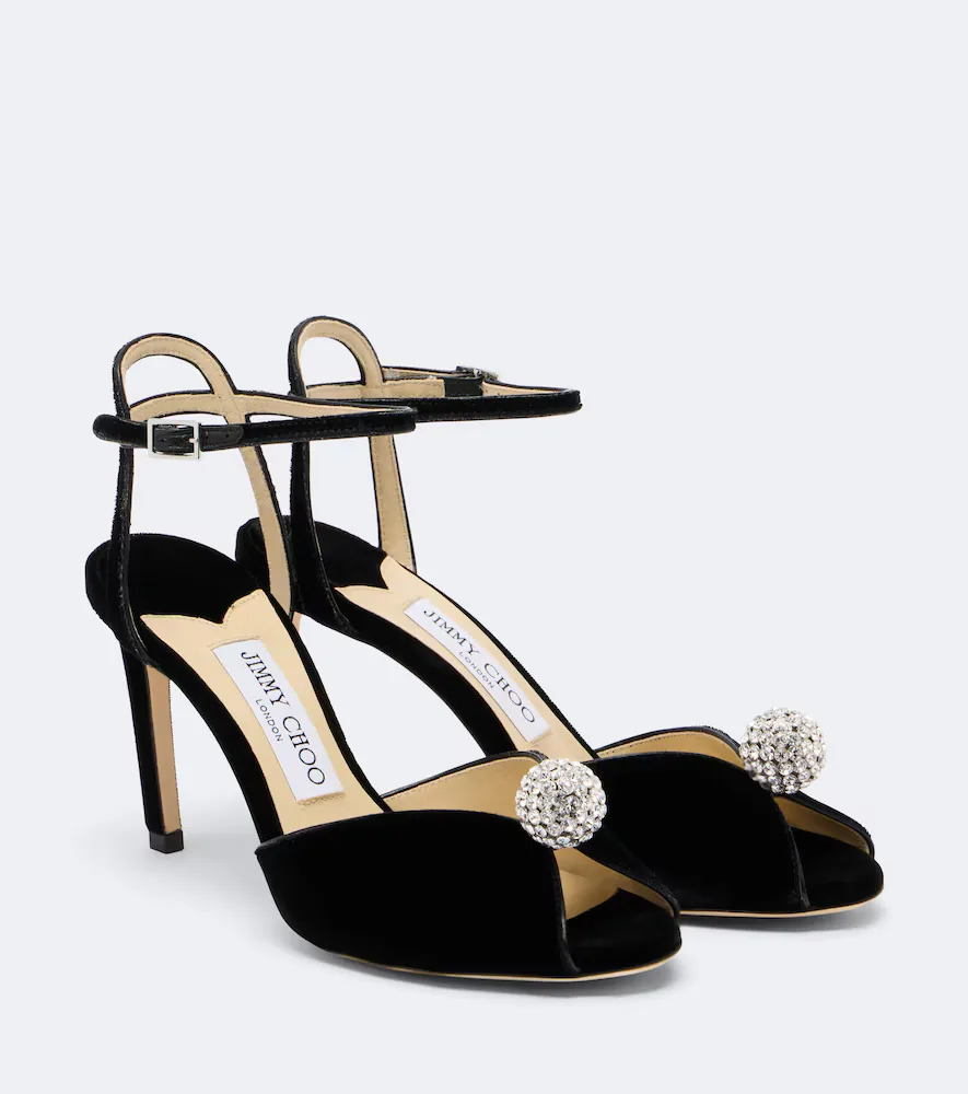 Sacora Crystal-Embellished Velvet Sandals