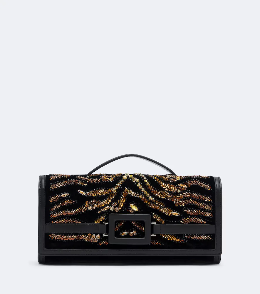 Belle Vivier Embellished Velvet Clutch