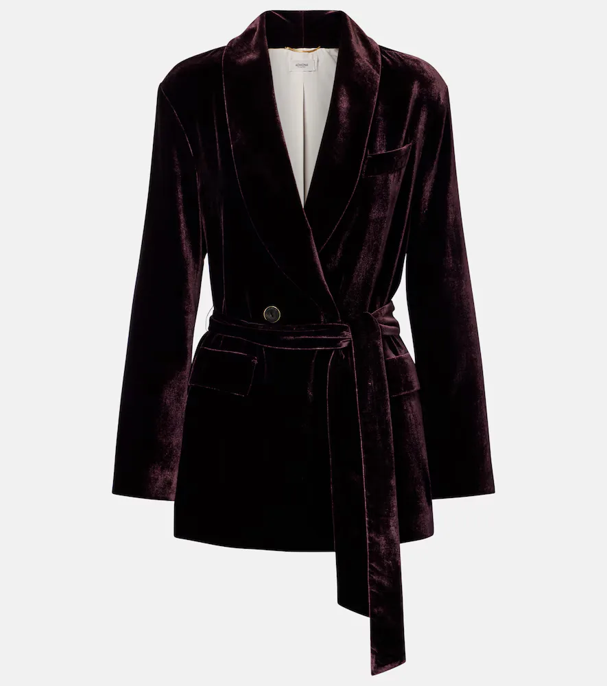 Belted Double-Breasted Velvet Blazer by Agnona