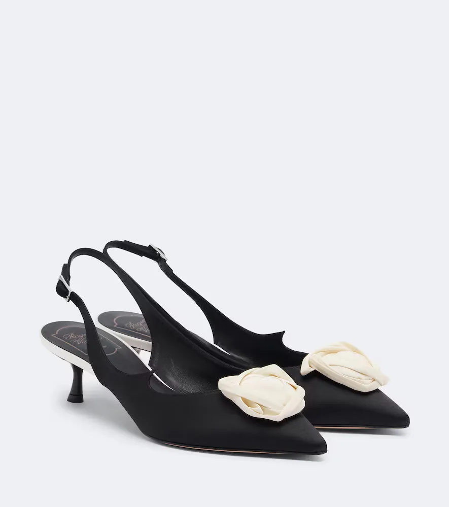 Rose Vivier Satin Slingback Pumps by Roger Vivier