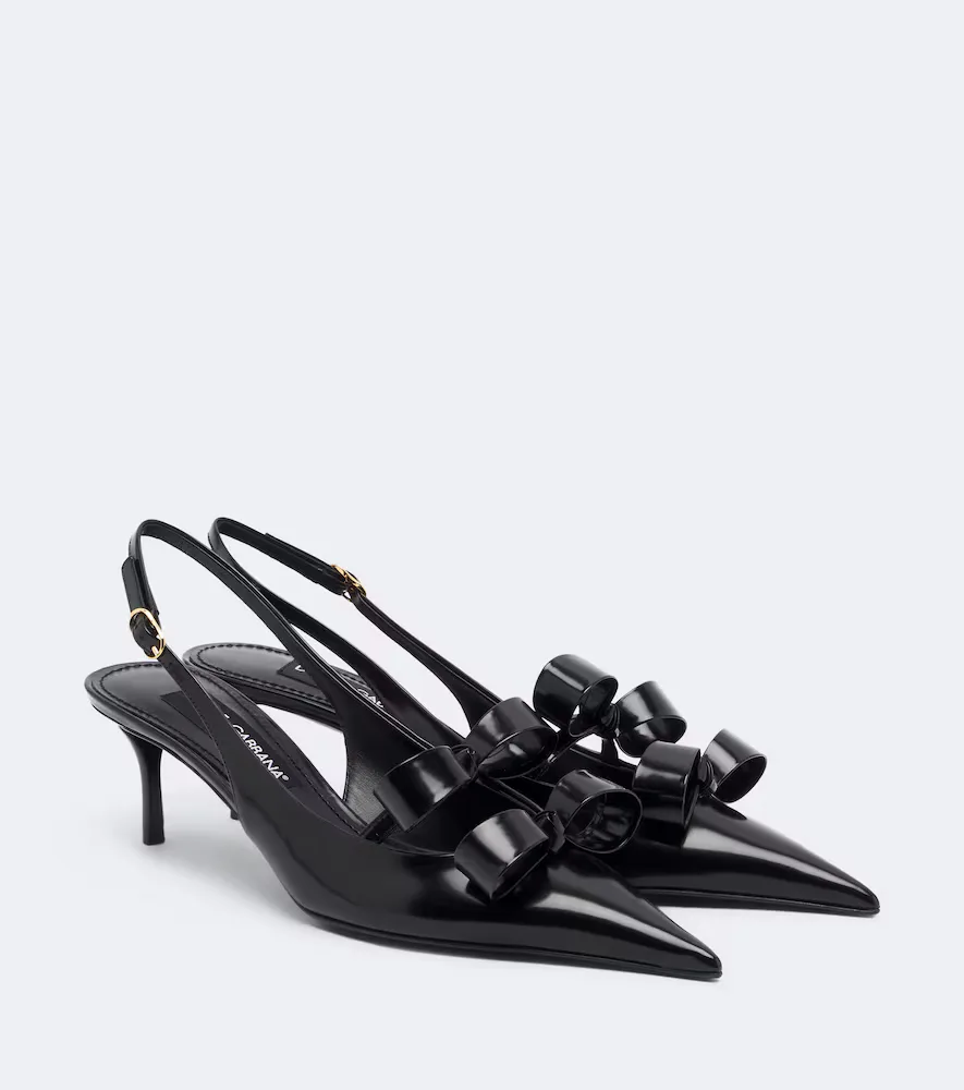Bow-Detail Leather Slingback Pumps by Dolce&Gabbana