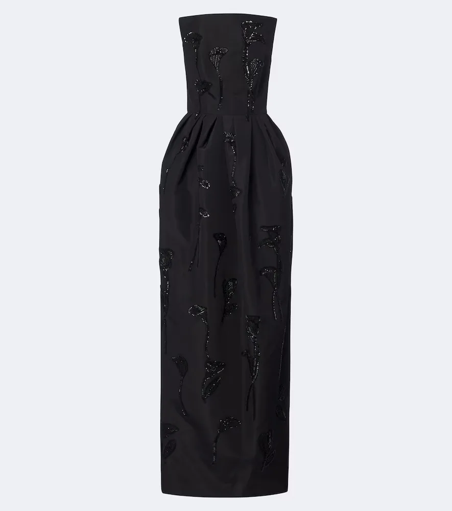 Embellished Strapless Silk Bustier Gown by Carolina Herrera