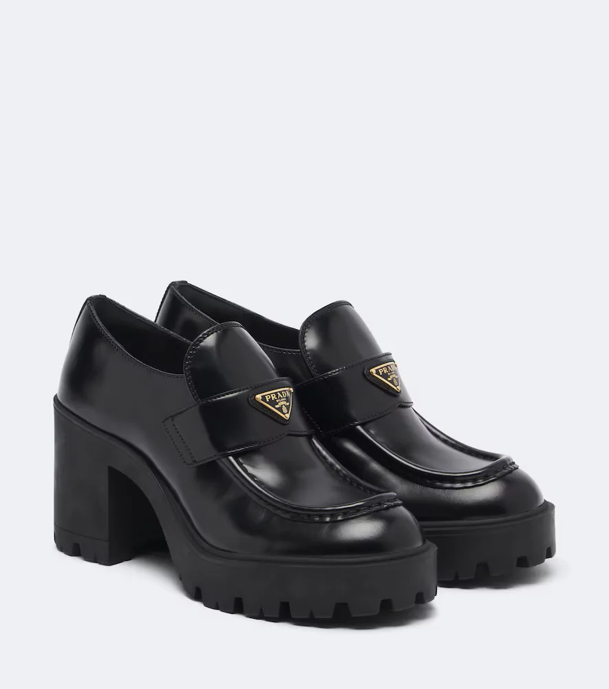 Leather Platform Loafers by Prada