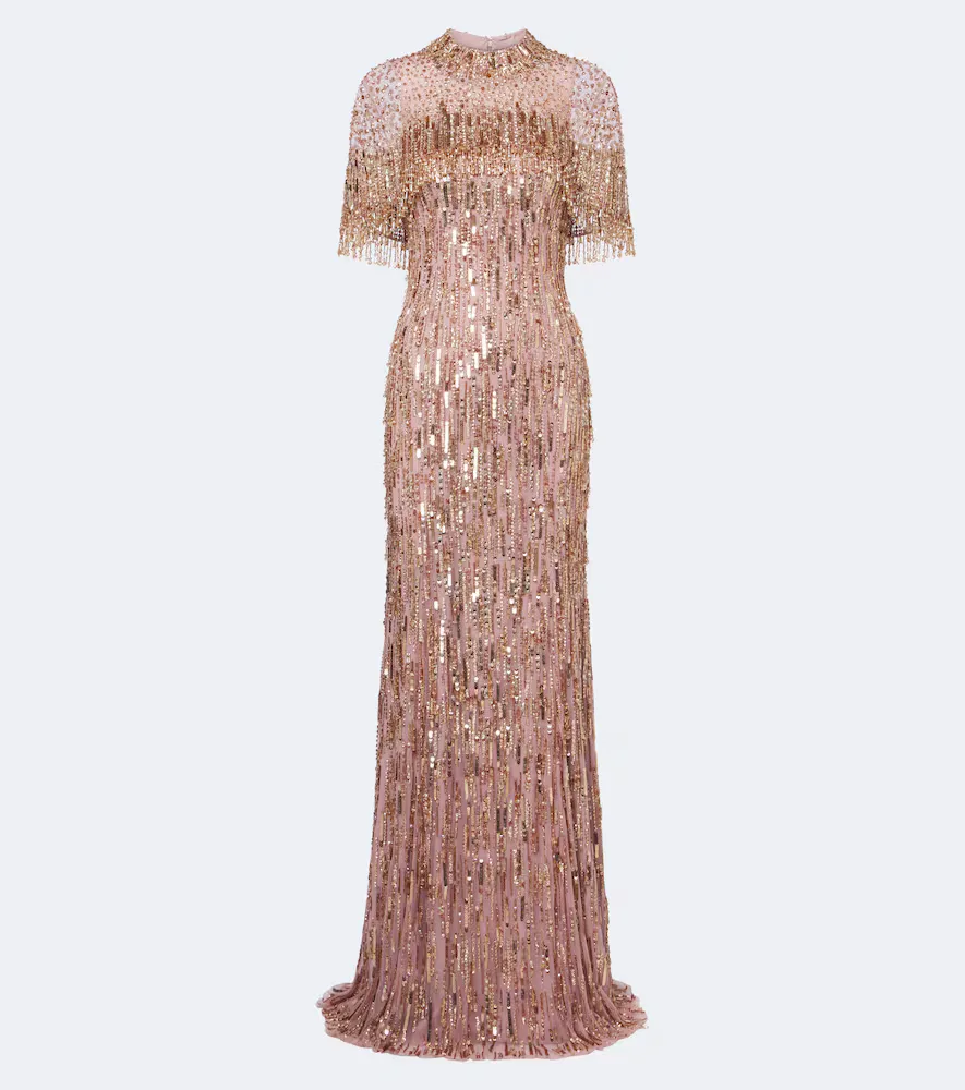 Leia Caped Embellished Gown