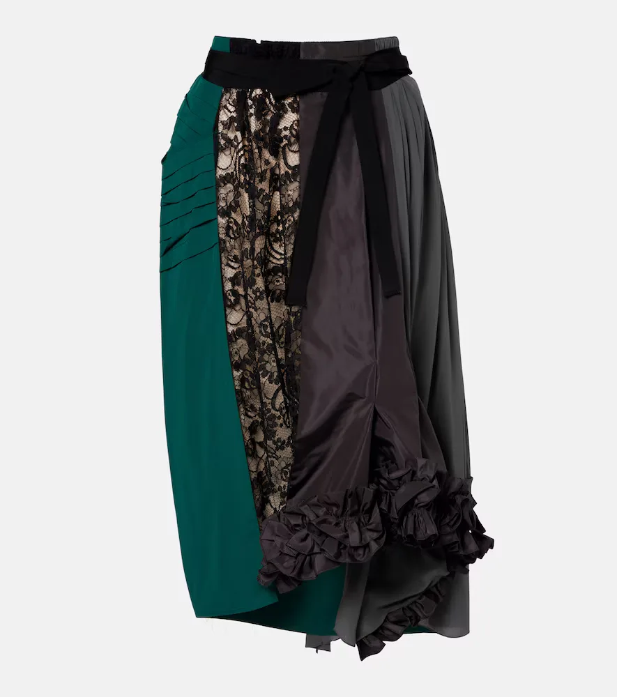 Paneled Belted Midi Skirt by Prada