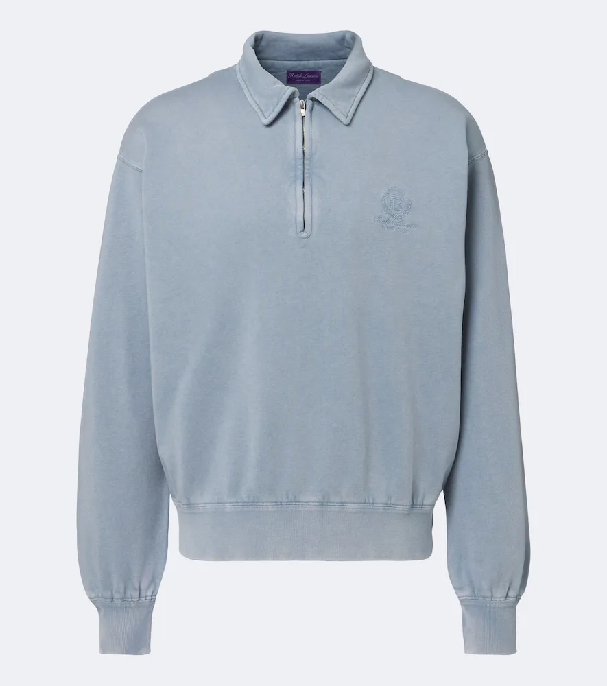 Purple Label Cotton and Cashmere Fleece Polo Sweatshirt by Ralph Lauren