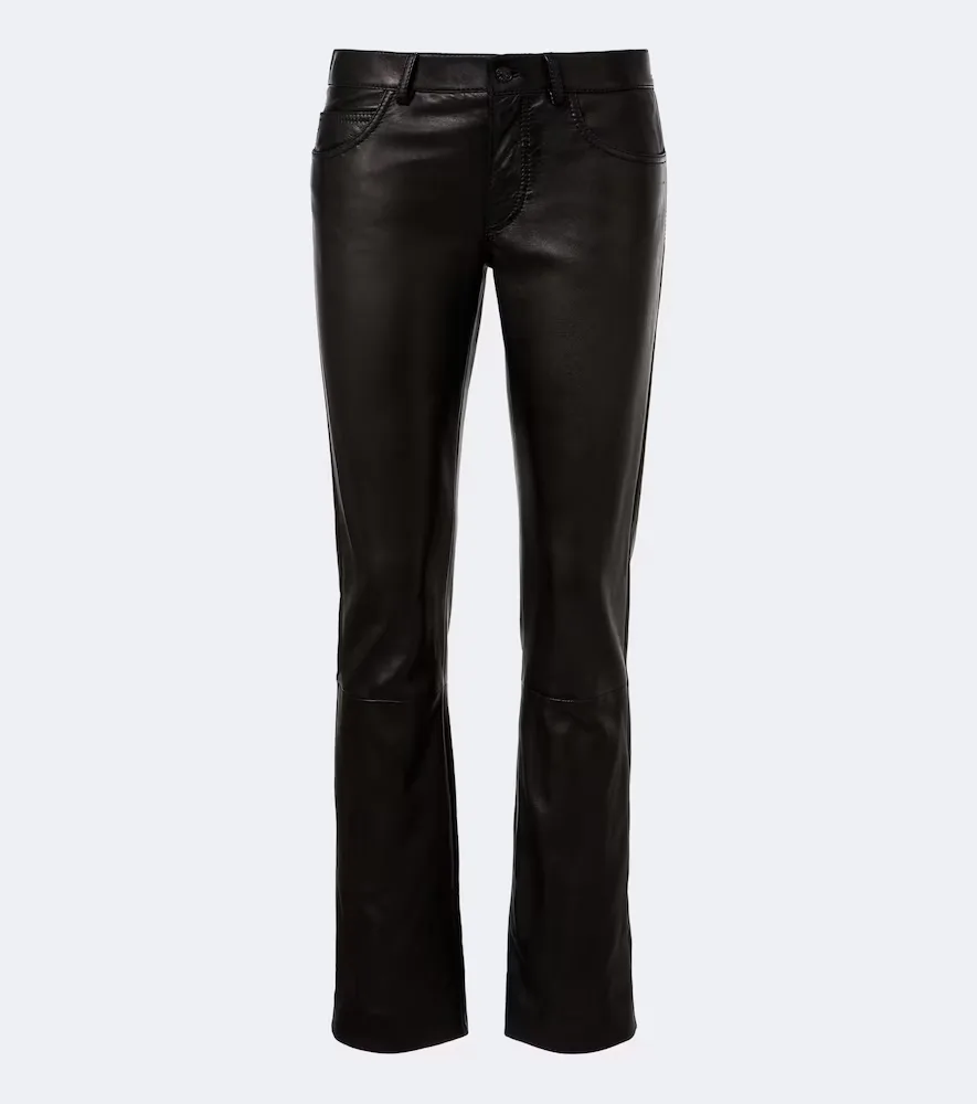 Leather Straight Pants by Gucci