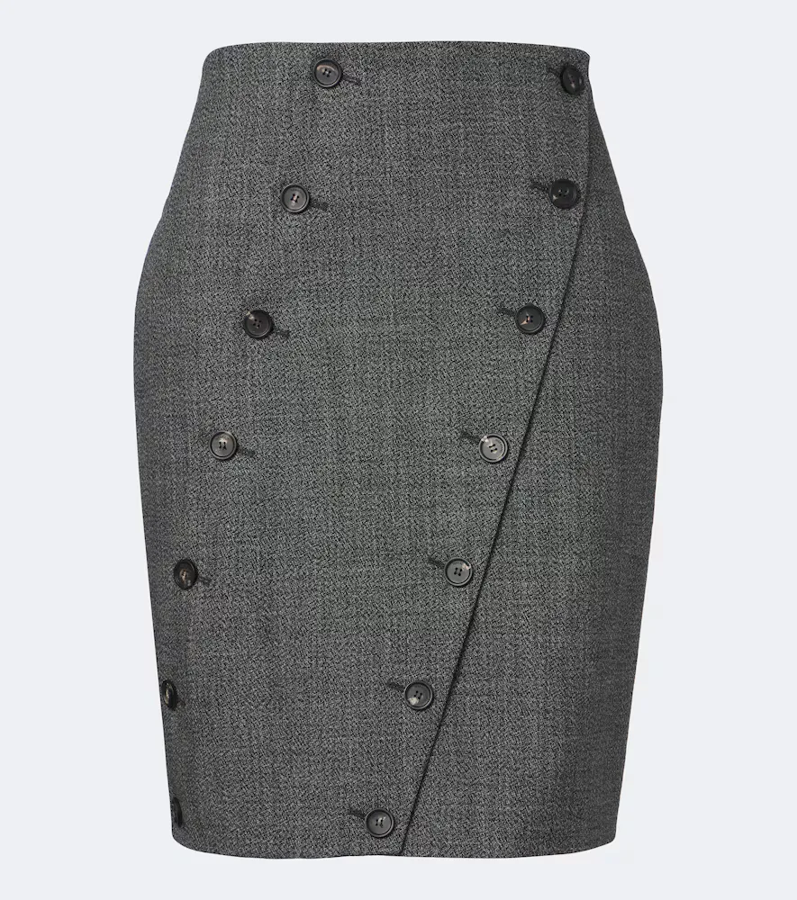 Paneled Virgin Wool Midi Skirt by Ferragamo