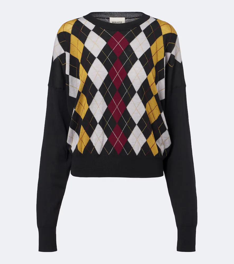 Tammy Wool and Silk Argyle Sweater by Khaite