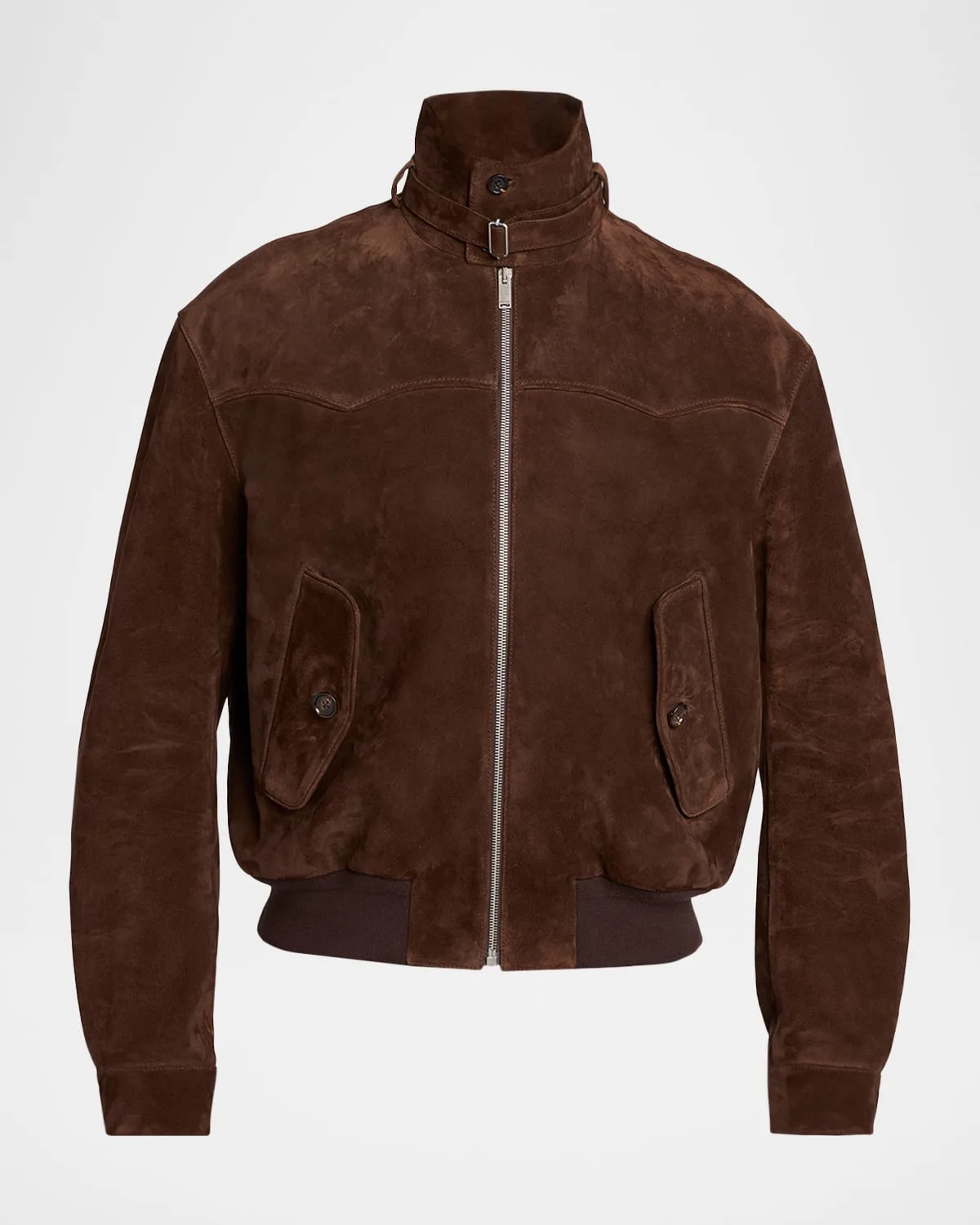 Harrington Cropped Leather Bomber Jacket